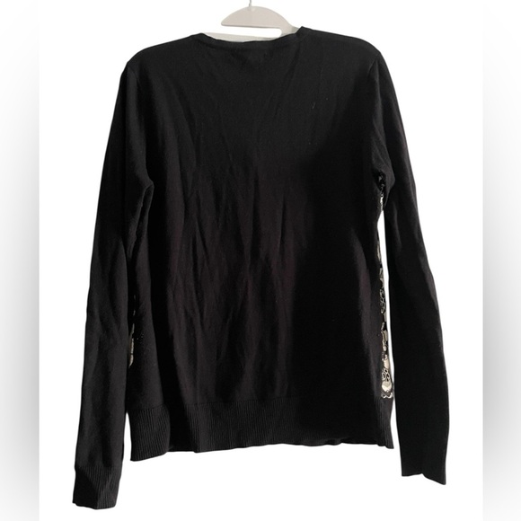 7th Avenue Black and Cream Floral Print Long Sleeve Cardigan Size S - Picture 3 of 6